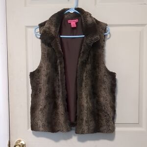 Betsey Johnson Chocolate Faux Fur Vest